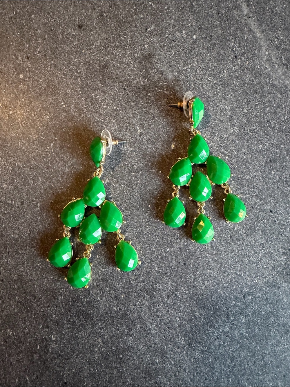 Banana Republic Green Teardrop Chandelier Earrings
